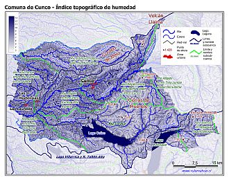 Mapa de la distribución del índice topográfico de humedad