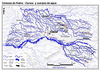 Mapa de la hidrografía de la comuna