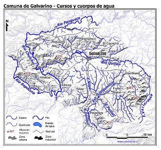 Mapa de la hidrografía de la comuna