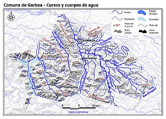 Mapa de la hidrografía de la comuna