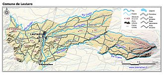 Mapa de la comuna de Lautaro con fondo coloreado