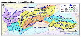 Mapa con de las cuencas hidrográficas de la comunas