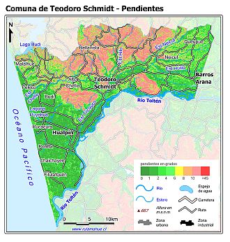 Mapa de las pendientes de terreno