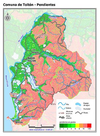 Mapa de las pendientes de terreno