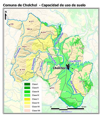Mapa de la distribución de la capacidad de uso de los suelos