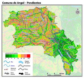 Mapa de las pendientes de terreno