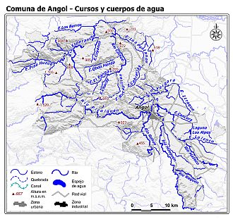 Mapa de la hidrografía de la comuna