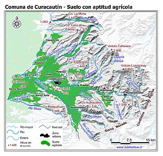 Mapa de la distribución de los suelos con aptitud agrícola