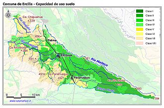 Mapa de la distribución de la capacidad de uso de los suelos