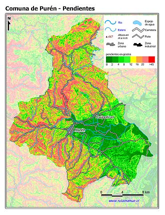 Mapa de las pendientes de terreno