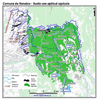 Mapa de la distribución de los suelos con aptitud agrícola