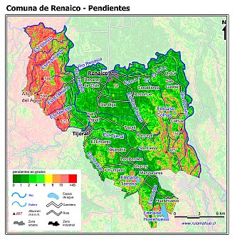 Mapa de las pendientes de terreno