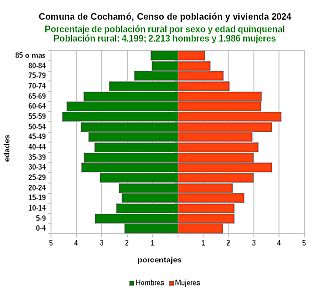 Gráfico de pirámide de edades de la población rural