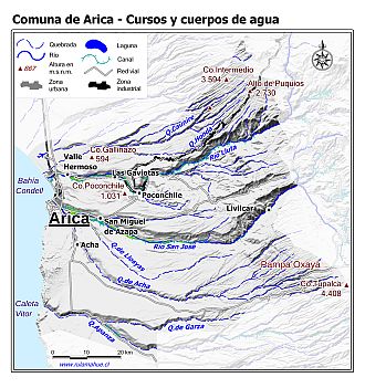 Mapa de la hidrografía de la comuna