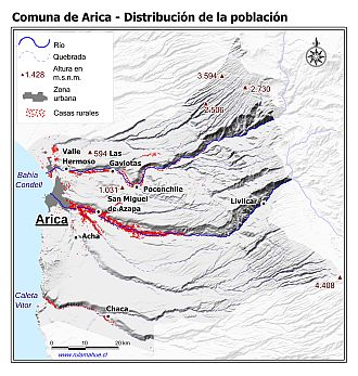 Mapa de la distribución de la población