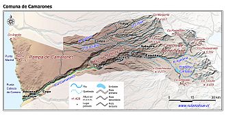 Mapa de la comuna de Camarones con fondo coloreado