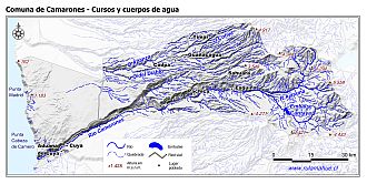 Mapa de la hidrografía de la comuna