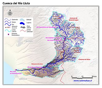 Mapa de la cuenca del Río Lluta