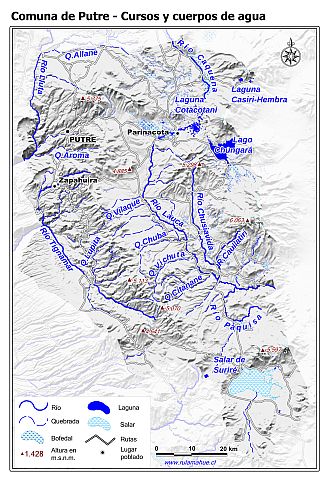 Mapa de la hidrografía de la comuna