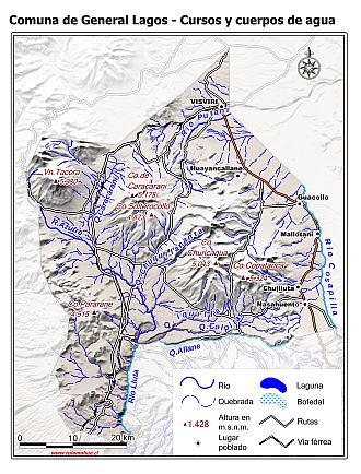 Mapa de la hidrografía de la comuna