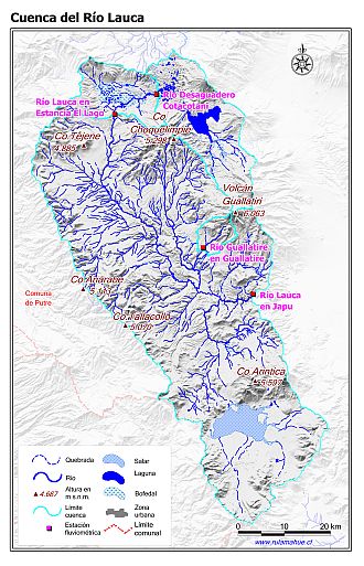 Mapa de la cuenca del Río Lauca