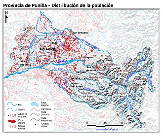 Mapa de la distribución de la población